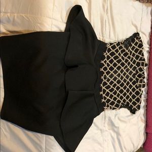 Black and Tan Dress with Open Back